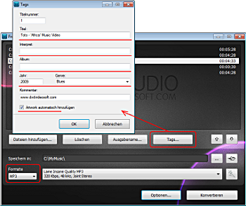 Free Audio Converter: MP3 Tags einstellen