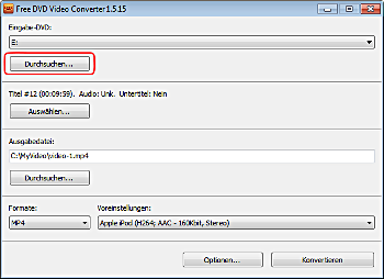 Free DVD Video Converter: Eingabepfad auswählen