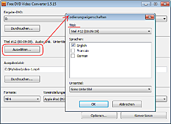 Free DVD Video Converter: Titel auswählen