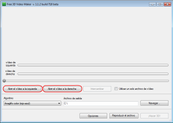 Free 3D Video Maker: seleccionar archivos de entrada