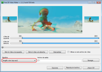 Free 3D Video Maker: seleccionar algoritmo