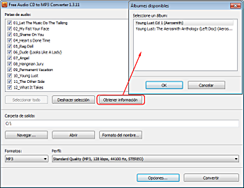 Free Audio CD To MP3 Converter: insertar un Audio CD