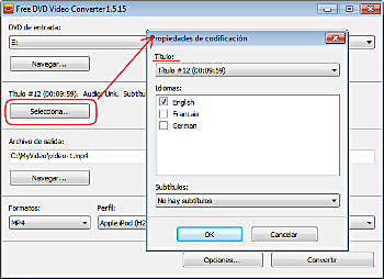 Free DVD Video Converter: seleccionar el título