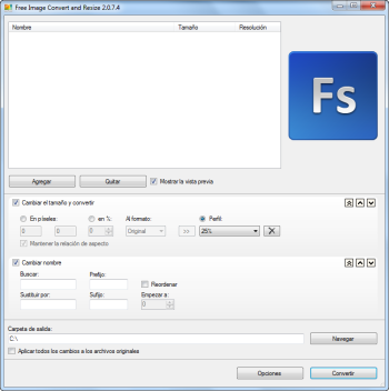 Free Image Convert and Resize: iniciar el programa