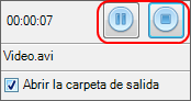 Free Screen Video Recorder: usa los botones Pausa/Parar para controlar grabación