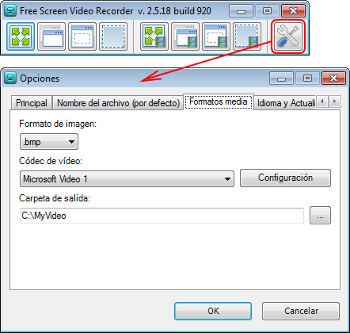 Free Screen Video Recorder: configurar opciones