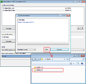 Free Video to DVD Converter: el vídeo para DVD convertido está en la carpeta VIDEO_TS