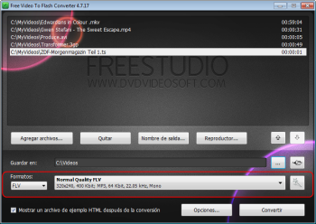 Free Video to Flash Converter: selecciona un tipo de formato de salida