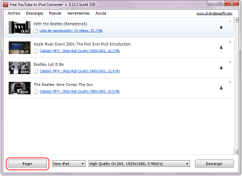 Free YouTube to iPod Converter: añadir enlaces de vídeos YouTube