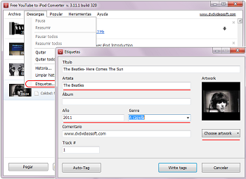Free YouTube to iPod Converter: configurar etiquetas