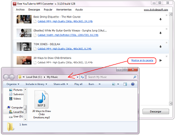 Free YouTube to MP3 Converter: encontrar el audio de salida