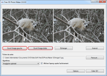 Free 3D Photo Maker: sélectionnez des fichers d'entrée