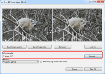 Free 3D Photo Maker: sélectionnez la location de sortie