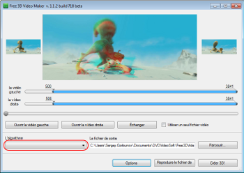 Free 3D Video Maker: sélectionnez l'algorithme