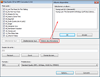 Free Audio CD To MP3 Converter: insérez un audio CD