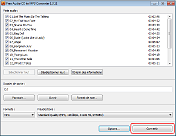 Free Audio CD To MP3 Converter: convertissez le CD Audio