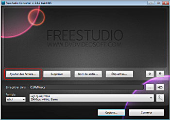 Free Audio Converter: sélectionnez les fichiers audio d'entrée