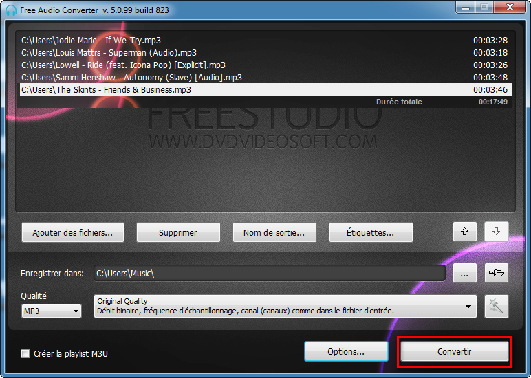 Comment convertir en mp3 Audio Converter