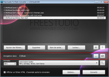 Free Audio to Flash Converter: cliquez sur le bouton Parcourir...  et choisissez l'emplacement de sortie