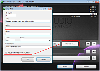 Free MP4 Video Converter: établissez les étiquettes mp4