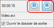 Free Screen Video Recorder: utilisez les boutons Pause/Stop pour contrôler le processus de l'enregistrement