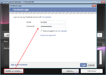 Free Uploader for Facebook: connectez-vous à Facebook 