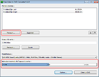 Free Video to DVD Converter: sélectionnez d'entrée video fichiers