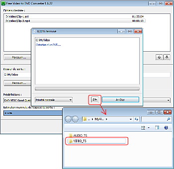 Free Video to DVD Converter: la vidéo convertie est au dossier VIDEO_TS
