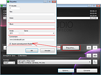 Free WebM Video Converter: établissez les étiquettes MP3