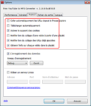 Free YouTube to MP3 Converter: établissez des options