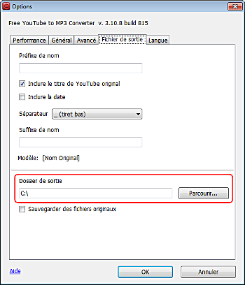 Free YouTube to MP3 Converter: établissez des options