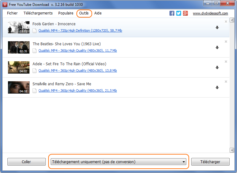 Free YouTube Download: ajoutez les liens YouTube