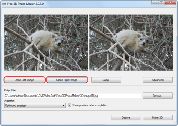 Free 3D Photo Maker: select input files