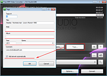 Free MP4 Video Converter: set mp4 tags