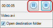Free Screen Video Recorder: use Pause/Stop buttons to control recording process