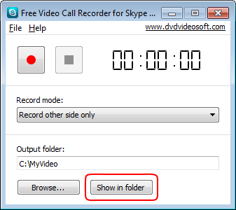 Free Video Call Recorder for Skype: find output files