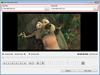 Free Video Dub: select input file and output folder