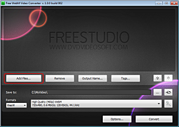 Free WebM Video Converter: select input files
