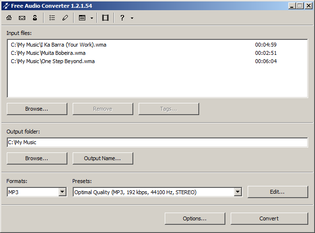 Screenshot vom Programm: Free Audio Converter