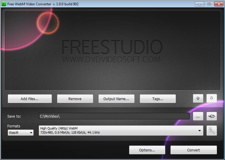 Screenshot vom Programm: Free WebM Video Converter