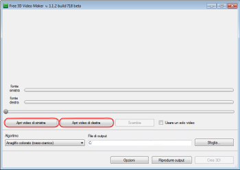 Free 3D Video Maker: seleziona i file di input