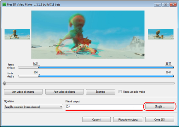 Free 3D Video Maker: seleziona la cartella di output