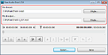 Free Audio Dub: seleziona il file di input e la cartella di output