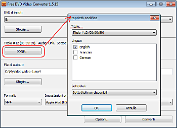 Free DVD Video Converter: scegli il titolo