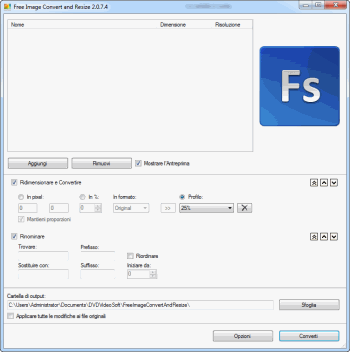 Free Image Convert and Resize: avvia il programma