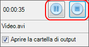 Free Screen Video Recorder: usa il bottone Pausa/Stop per controllare il processo della registrazione