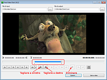 Free Video Dub: seleziona partizione di video