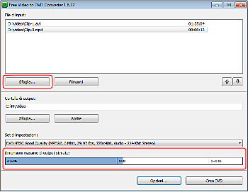 Free Video to DVD Converter: seleziona i file video di input