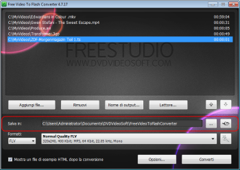 Free Video to Flash Converter: clicca su Sfoglia... e seleziona la cartella di output