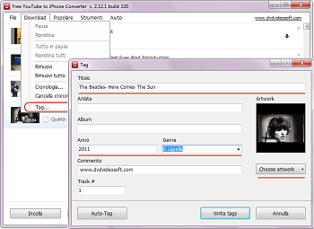 Free YouTube to iPhone Converter: configura i tag